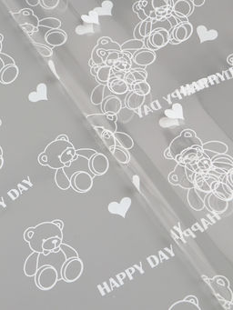 Плёнка для цветов «Мишки», прозрачная/белая, 0.7×7.6 м, 40 мкм, 200 г