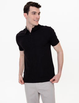 Siyah Slim Fit Polo Yaka Ti__rt