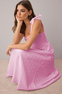 Beyaz Duz Maxi Dokuma Elbise TWOSS25EL00863 - Trendyolmilla фото 6