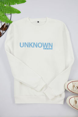 TRENDYOL MAN Ekru Oversize/Genis Kesim Yaz? Bask?l? Bisiklet Yaka Ici Polarl? Sweatshirt TMNAW25SW00047 - Trendyolmilla фото 6