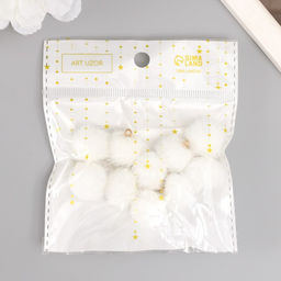 Цена за 2 шт. Декор для творчества искусственный мех "Шарик" белый  набор 10 шт, d=2 см