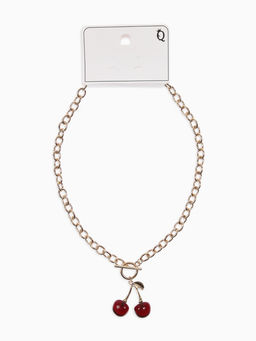 Цена за 2 шт. Кулон-цепь крупная "Вишня", цвет красный в золоте 40+удл