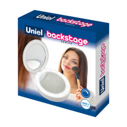 ULK-F70 2AAA WHITE Зеркало карманное с подсветкой (1Х+2Х). На батарейках 2AАА (не в/к). Белый. ТМ Uniel - Volpe фото 7