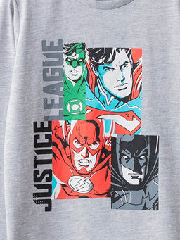 Bisiklet Yaka Justice League Bask?l? Uzun Kollu Erkek ?ocuk Ti??rt - Waikiki фото 3