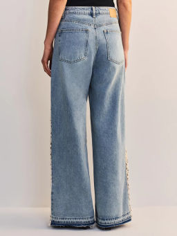 Широкие джинсы с вставками из кружева ZR2605092356-101 / Zarina