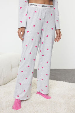 Trendyolmilla Bordo Kalpli Slogan Bask?l? Lastikli Orme Pijama Tak?m? THMAW25PT00045  фото 4