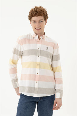 Мужская рубашка цвета хаки с длинным рукавом