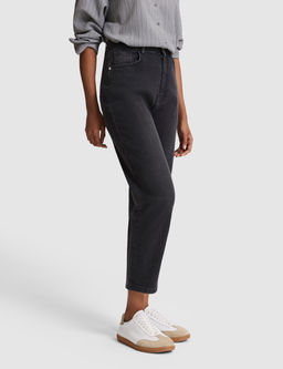 Antrasit Mom High Waist Fit Jean Pantolon