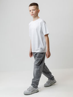 КР 302912/св.серый меланж,полоска к634 фуфайка (футболка) для мал