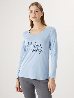 Bisiklet Yaka Bask?l? Kad?n Pijama Tak?m?