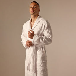 Халат вафельный мужской SL HOME: Chess «Блан де Блан», размер XL, хлопок 100%, белый