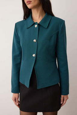 Petrol Dugme Aksesuarl? Dokuma Ceket TWOAW26CE00063 - Trendyolmilla фото 3