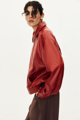 LEATHER EFFECT BOMBER JACKET - Zara фото 4