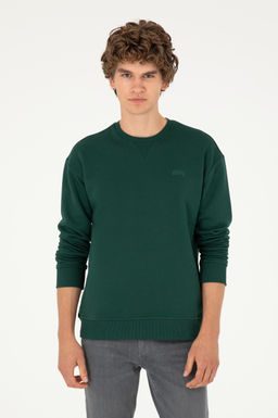 Мужской темно-зеленый базовый свитшот Неожиданная скидка в корзине