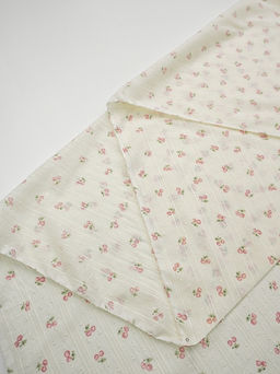 Фактурный хлопок с мережкой-полосой Вишенки - подружки цв.розовый, ш.1.45м, хл-100%, 70гр/м.кв - Купава фото 4