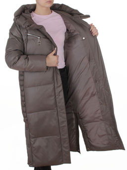 8310 GRAY/BROWN Пальто зимнее женское (200 гр. холлофайбер)