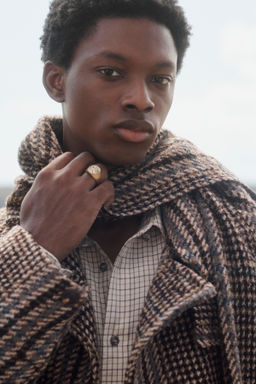 LIMITED EDITION CROPPED CHECK COAT WITH SCARF - Zara фото 6