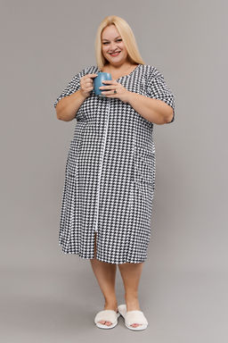 Халат домашний на молнии больших размеров Х-01 гусиная лапка