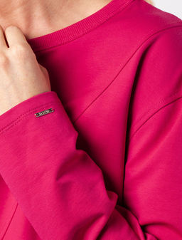 Джемпер Vilatte из футера асимметричный viva magenta  фото 11