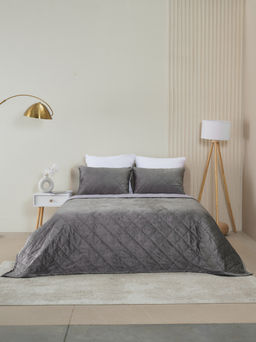 Набор покрывало и чехлы на подушку - Кристалл, цвет графит 200х220