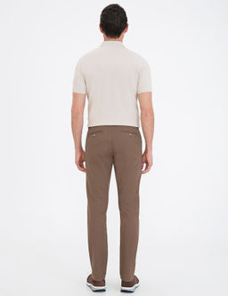 A__k Kahverengi Slim Fit Kanvas Pantolon