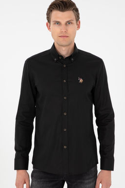 Рубашка мужская U.S. Polo Assn длинный рукав черная  фото 10