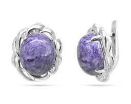 Серьги из серебра чароит, СПН4026
