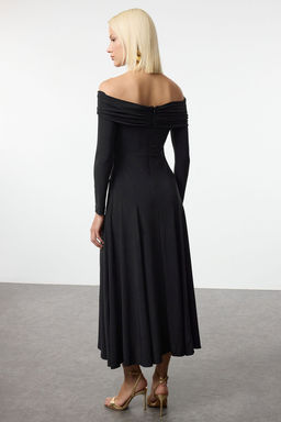 TRENDYOLMILLA Siyah A-Kesim Orme Elbise TPRAW25EL00100 фото 5