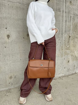 Женская кожаная сумка-портфель 8399-3 Рыжий - Sergio valentini фото 9