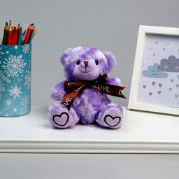 Мягкая игрушка Мишка, 15 см, цвет лавандовый