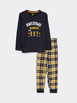 Bisiklet Yaka Bask?l? Uzun Kollu Erkek ?ocuk Pijama Tak?m? - Waikiki фото 3