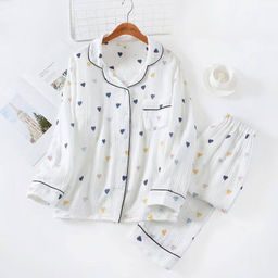 K12275 Костюм домашний: рубашка и брюки (муслин) БЕЛЫЙ_03