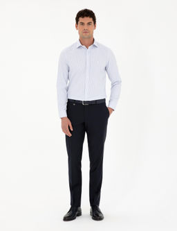 A__k Mavi Slim Fit Uzun Kollu G_mlek