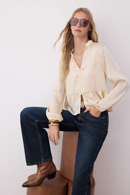 Vizon Saten Buzgu Detayl? Boho Gomlek TWOAW26GO00078