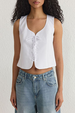 Ekru Ask?l? Onu Baglama Detayl? Bluz Dokuma Bluz TWOSS25BZ00053 - Trendyolmilla фото 3