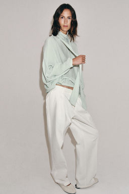 CAMISA LAZADA ZW COLLECTION / Verde agua - Zara фото 5