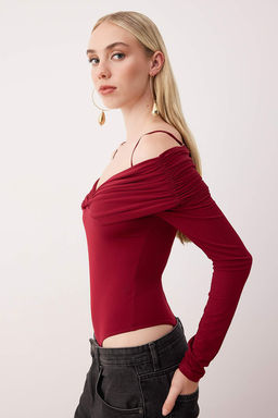 Siyah Carmen Yaka Orme Body TPRAW26BD00022 - Trendyolmilla фото 6