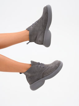 Ботинки 308.927gr.Серый замок замша+серый/мех