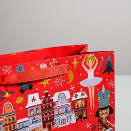 Цена за 2 шт. Пакет подарочный новогодний ламинированный квадратный «Щелкунчик», 30×30×12 см