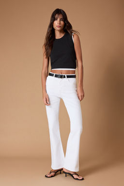 Beyaz Yuksek Bel Orta Esnek Flare Ispanyol Paca Jeans TWOSS26JE00200 - Trendyolmilla фото 2