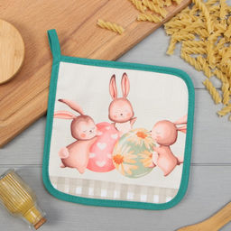 Прихватка Этель Пасхальный кролик 19х19 саржа,100% х/л,ватин 250г/м2