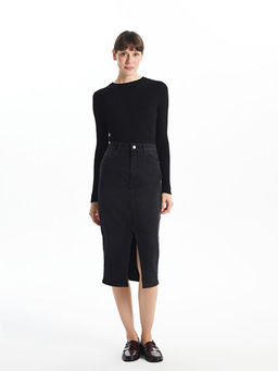 Bisiklet Yaka Parlak G?r?n?ml? Kad?n Triko Kazak