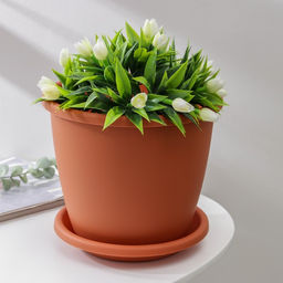 Горшок для цветов с поддоном «Альтернатива. Афина», 5.5 л, пластиковый, коричневый