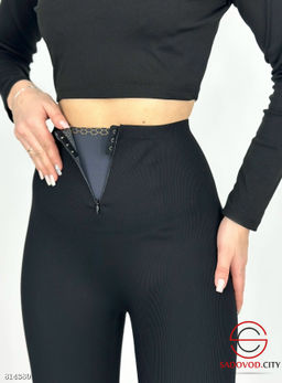 Лосины рубчик с корсетом