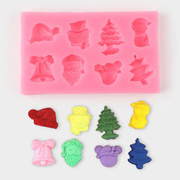 Молд для заливки новогодний Снежные, силикон, 11.8?7 см, розовый
