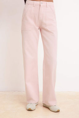 Pembe Cep Detayl? Yuksek Bel %100 Pamuk Wide Leg Jeans TWOSS26JE00168 - Trendyolmilla фото 3