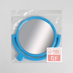 Зеркало настольное, круглое, с рамкой для фото, d=18.5 см, (d=13.5 см), голубое