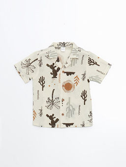 Bask?l? K?sa Kollu Erkek ?ocuk G?mlek