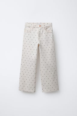 WIDE-LEG JEANS WITH POLKA DOTS