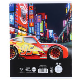 Цена за 18 шт. Тетрадь в клетку 18 листов, 5 видов МИКС, обложка мелованный картон, «Тачки»